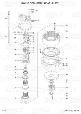 R210-7 হুন্ডাই Excavator Swing Gear Box Catalog 31N6-10150 প্ল্যানেটারি Reducer