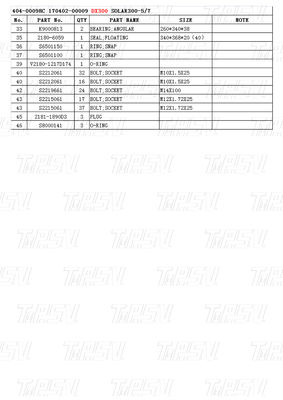 404-00098C 170402-00009 ভ্রমণ ড্রাইভ ব্যবহার DOOSAN ক্যাটালগ DX300 SOLAR300-5/7