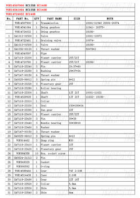 ভলভো ক্যাটালগের জন্য EC140B এক্সক্যাভেটর প্ল্যানেটার স্কিং রিডাক্টর VOE14507900
