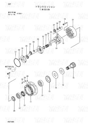 Excavator Swing Drives Catalog EX55UR-3 ZX55UR ZX55UR-HHE 4421990 এর উপর বোল্ট