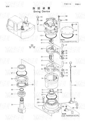 9118328 EX60-3 Excavator Swing Drive Catalog মোটর পার্টস প্ল্যানেটারি গিয়ার রিডাক্টর সহ