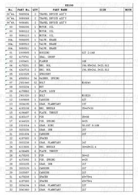 9065934 9080068 9096481 এক্সক্যাভেটর ট্রাভেল ড্রাইভ ক্যাটালগ হাইড্রোলিক ট্রাভেল মোটর EX100