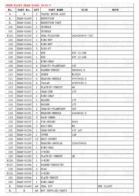 XKAH-01459 XKAH-01661 R110-7 হাইড্রোলিক ট্রাভেল মোটর সঙ্গে Excavator ভ্রমণ ড্রাইভ ক্যাটালগ
