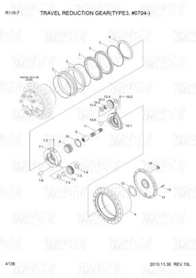 কাস্টমাইজযোগ্য XKAY-01867 R110-7 প্ল্যানেটারি রিডাক্টর এবং বোল্ট অন সিস্টেমের সাথে এক্সক্যাভেটর ভ্রমণ ড্রাইভ