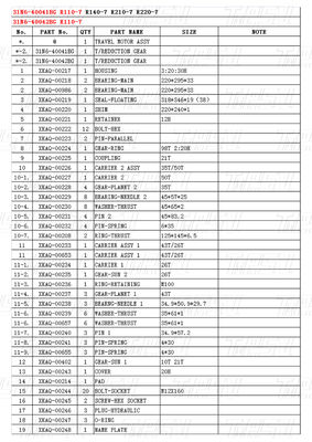 31N6-40041BG 31N6-40042BG R110M-7 প্ল্যানেটারি রিডাক্টর সহ এক্সকাভেটর ট্রাভেল ড্রাইভ ক্যাটালগ