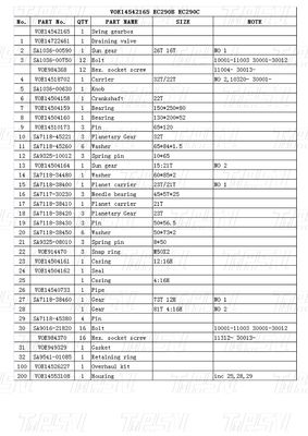 বোল্ট-অন হাইড্রোলিক সুইং মোটর ড্রাইভ VOE14542165 EC290B Excavator Swing Drive Catalog