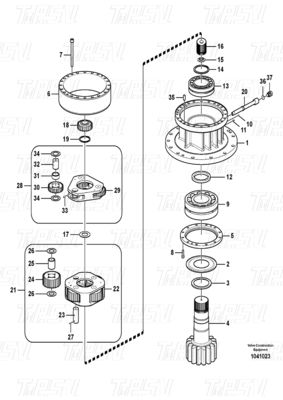 শক্তি খনির VOE14569767 VOE14724044 EC290B সমন্বয়কারী ব্র্যান্ড এবং মডেলগুলির জন্য এক্সক্যাভারেটর সুইং ড্রাইভ ক্যাটালগ