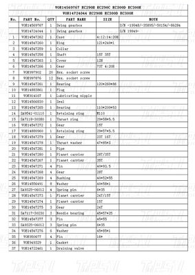 শক্তি খনির VOE14569767 VOE14724044 EC290B সমন্বয়কারী ব্র্যান্ড এবং মডেলগুলির জন্য এক্সক্যাভারেটর সুইং ড্রাইভ ক্যাটালগ
