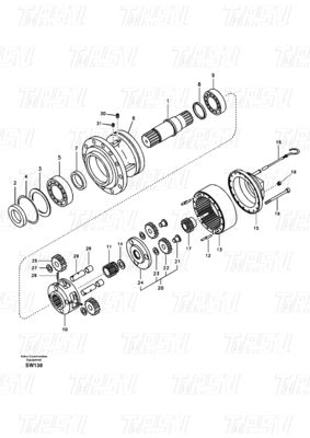 কাঠের বাক্স প্যাকেজিং VOE14619955 VOE14630401 EC360B এক্সক্যাভেটর সুইং ড্রাইভ কালো রঙের ক্যাটালগ