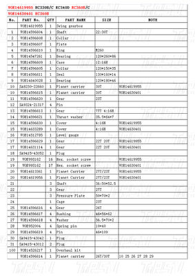 কাঠের বাক্স প্যাকেজিং VOE14619955 VOE14630401 EC360B এক্সক্যাভেটর সুইং ড্রাইভ কালো রঙের ক্যাটালগ