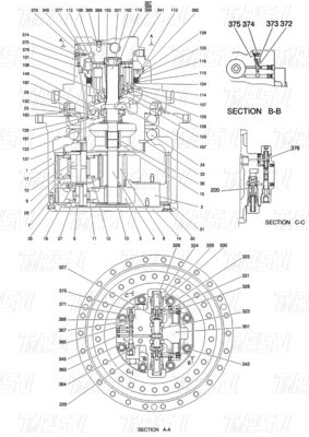 যন্ত্রপাতি মেরামতের কারখানা YN15V00037F2 SK210-8Excavator Travel Drvie Catalog Parts in Transport Packaging কাঠের বাক্স