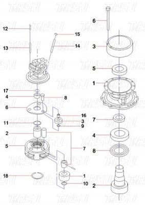60042755 SY365C Excavator Swing Drive Catalog মোটর বোল্ট-অন ইনস্টলেশন