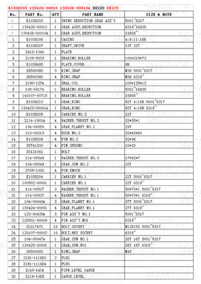 হিটাচি K1038203 130426-00010 130426-00010A DX225 এক্সক্যাভেটর সুইং ড্রাইভ ক্যাটালগের জন্য ইস্পাত বোল্ট অন সুইং মোটর