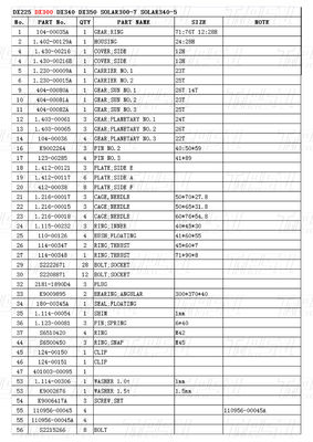 K1003134 DX300 Excavator Travel Drive Catalog Bolt On Steel Assemblies with Planetary Reducers প্ল্যানেটার রিডাক্টর সহ ইস্পাত সমাবেশগুলির উপর বোল্ট