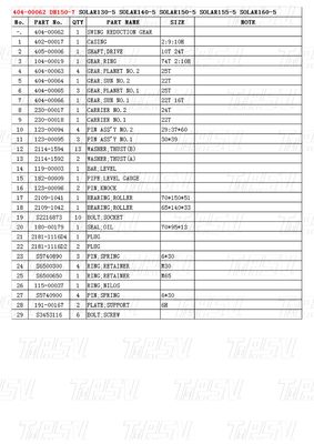 404-00062 DH150-7 Excavator Swing Drive Catalog একাধিক ব্র্যান্ড এবং মডেলের জন্য মোটর
