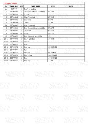 JRC0007 JS220 Excavator Swing Drive ক্যাটালগ স্টক মধ্যে কাস্টম বোল্ট