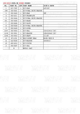 452-6213 E306E Excavator ভ্রমণ ড্রাইভ ক্যাটালগ বোল্ট অন