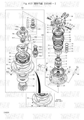 DX80R এক্সক্যাভেটর সুইং ট্রাভেল ড্রাইভ ক্যাটালগ কাস্টম রং