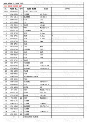 099-3553 E200B Excavator Swing Drive Catalog Parts For Swing Motor হাইড্রোলিক ট্র্যাভেল সিস্টেমের জন্য