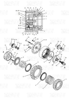 অর্থনৈতিক ইস্পাত 114-1484 E320B Excavator ভ্রমণ ড্রাইভ ক্যাটালগ শক্তি / খনির জন্য মোটর ড্রাইভ
