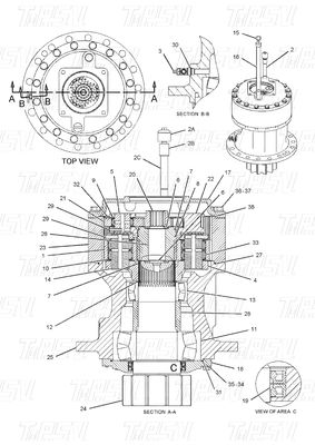 কালো 191-2693 E325C এক্সক্যাভেটর সুইং ড্রাইভ ক্যাটালগ বোল্ট ইন স্টক হাইড্রোলিক সুইং ড্রাইভ